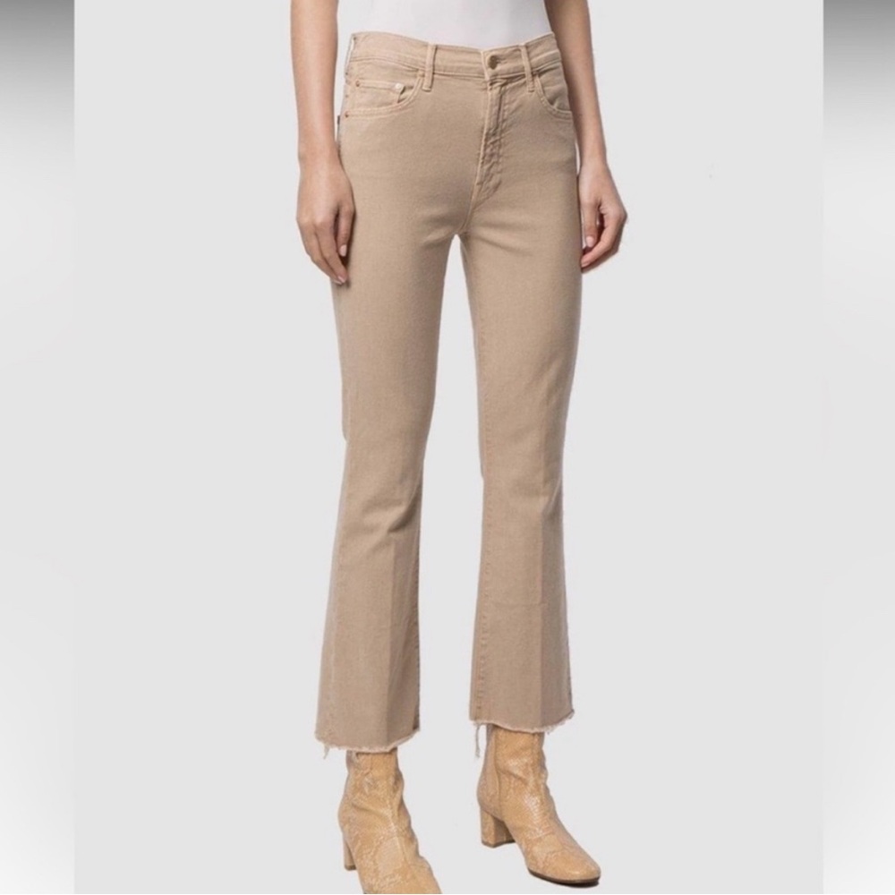 Mother Tan Ankle Frayed Jeans